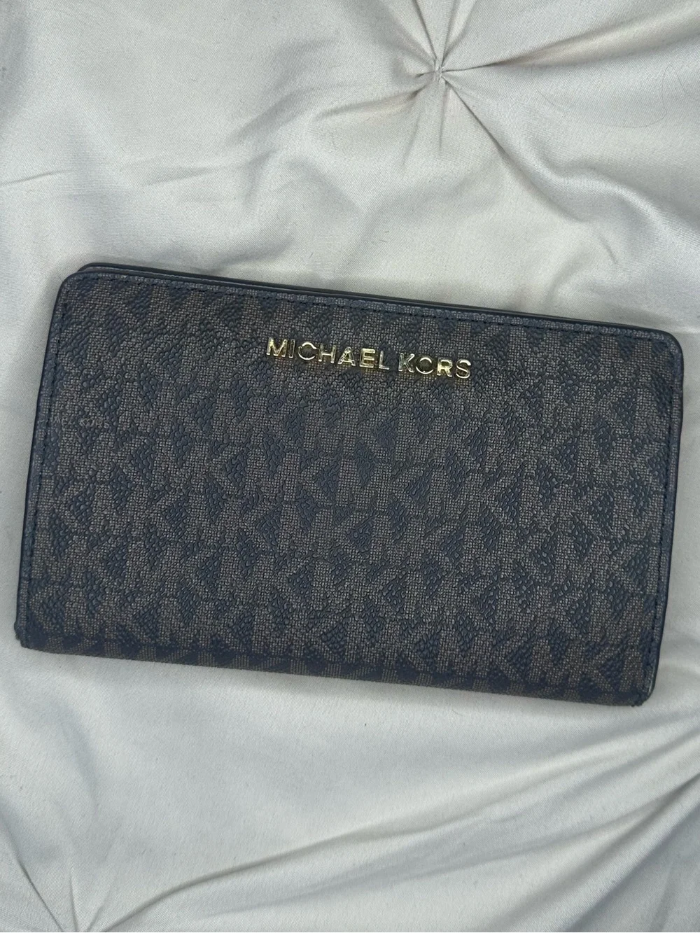 Michael Kors Brown MK Monogram Wallet with Gold Logo